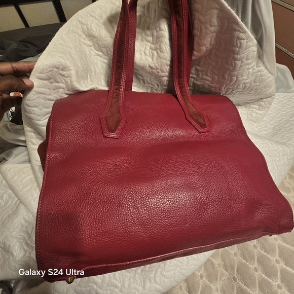 Red Leather AND Suede Tote Bag - Picture 2 of 7